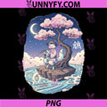 Cute Fox Playing Flute PNG, Under Cherry Blossom Moonlit Tree PNG
