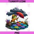Cute Frog In Rain PNG, Colorful Umbrella Pond PNG