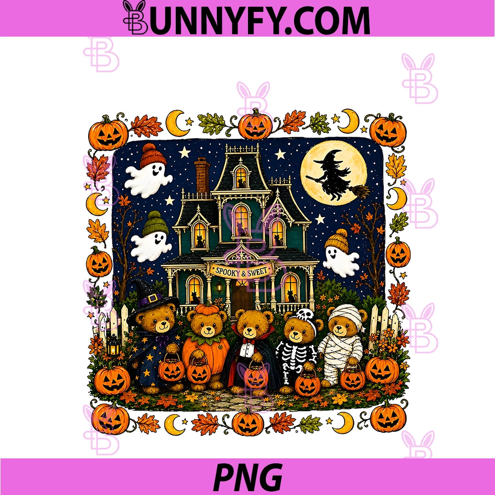 Cute Funny Mummy PNG, Ghosts Trick-Or-Treat Bears Haunted House PNG
