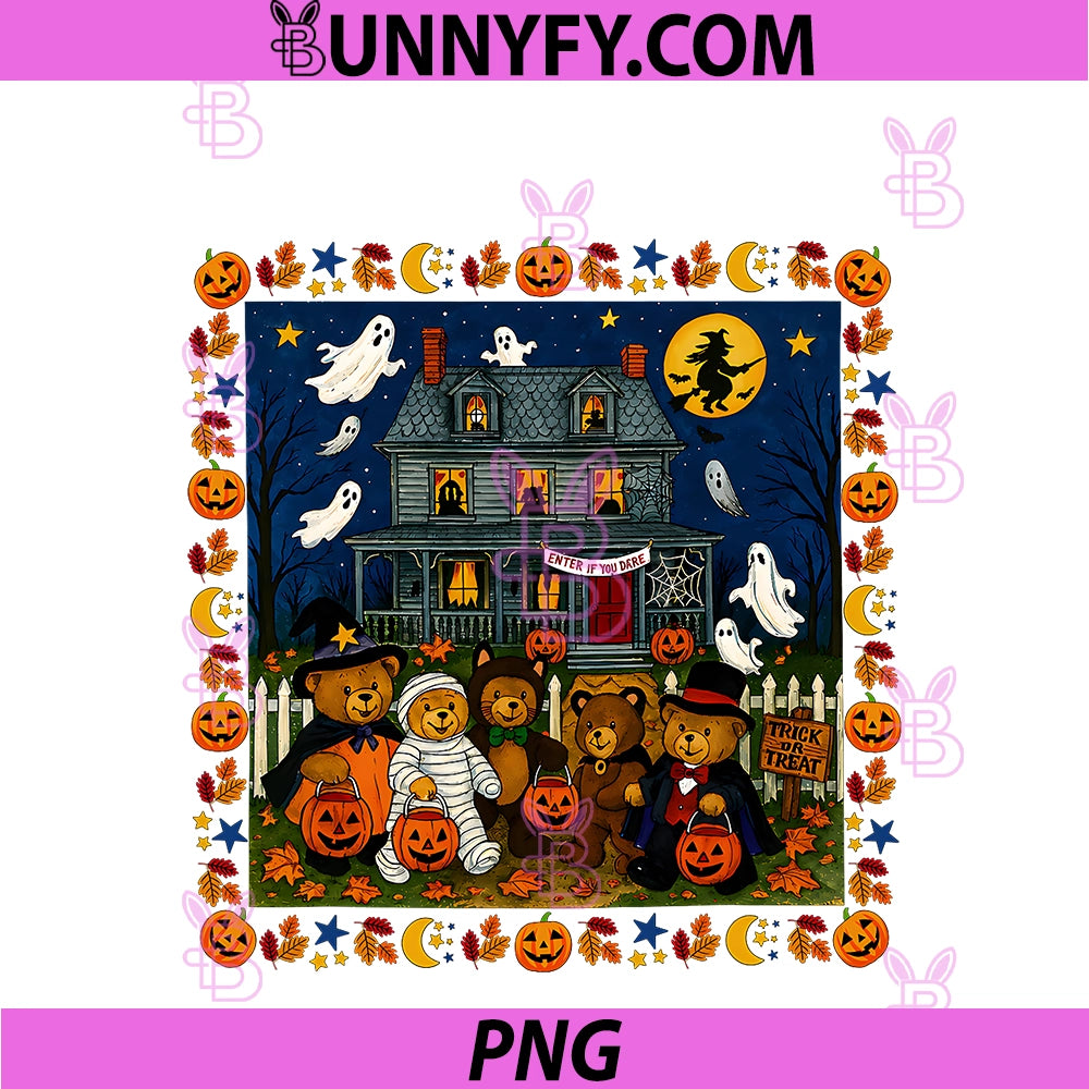 Cute Funny Mummy PNG, Ghosts Trick-Or-Treat Bears Haunted House PNG