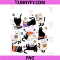 Cute Ghost Cat Reading Books Bookish Lover PNG, Halloween Spooky PNG