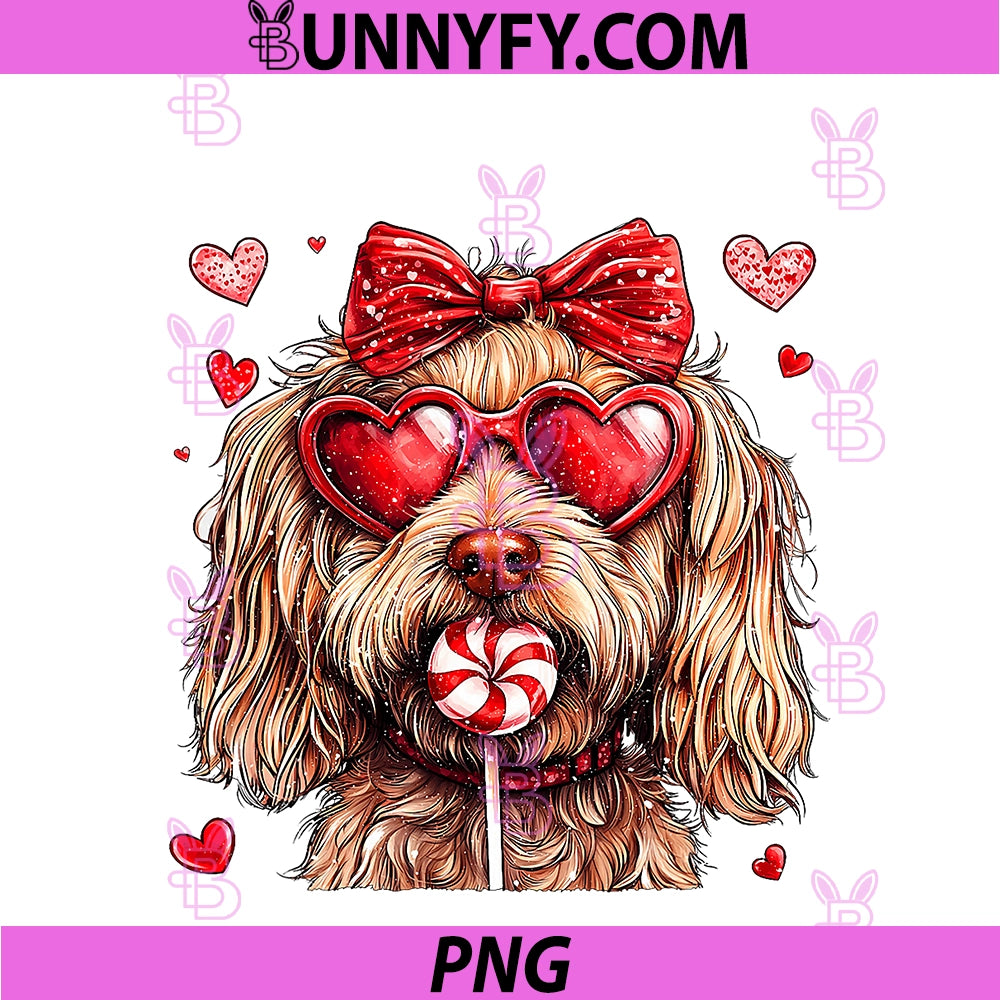 Cute Goldendoodle PNG, Valentine Heart Candy Valentines Day PNG