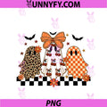 Cute Halloween Ghosts Leopard Pumpkin Bow PNG, Spooky Season PNG