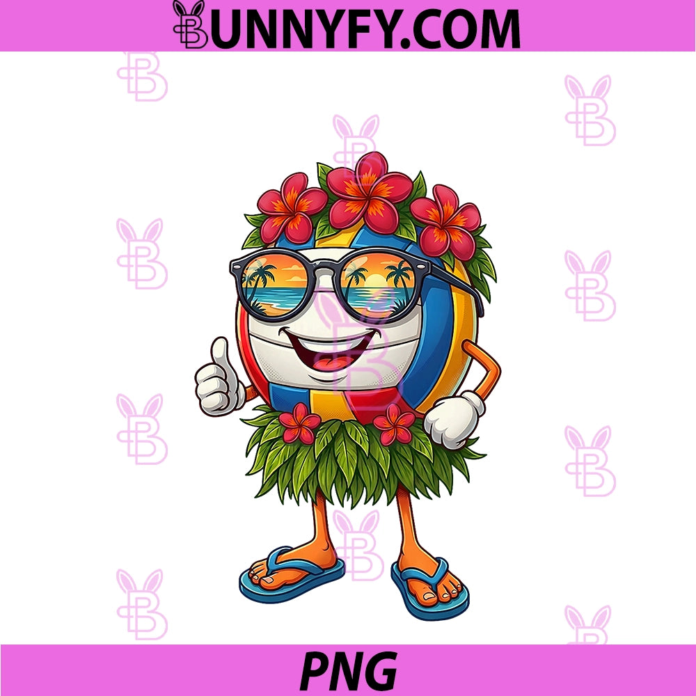 Cute Hawaiian PNG, Beach Volleyball Tropical Summer Vacation PNG