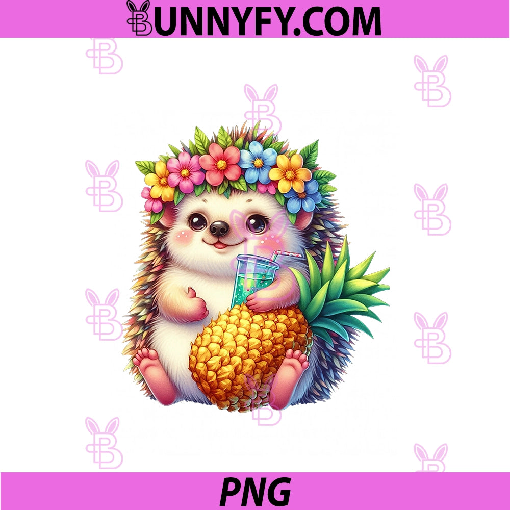 Cute Hedgehog Pineapple PNG, Tropical Summer Vibes PNG