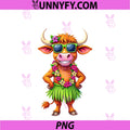 Cute Highland Cow PNG, Hawaiin Tropical Vacation, Cruise PNG