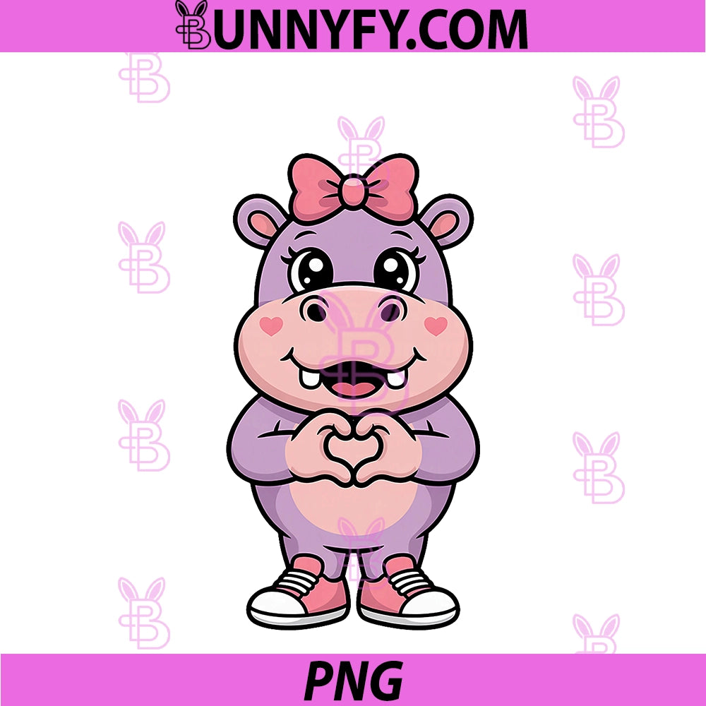 Cute Hippo Coquette Bow Retro PNG, Hippopotamus PNG