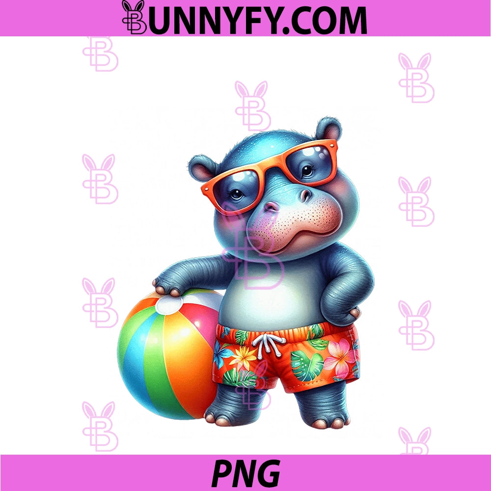 Cute Hippo PNG, Summer Vacation Beach Ball PNG