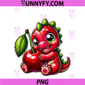 Cute Kawaii Cherry Baby PNG, Dinosaur Cartoon Summer Fruit Lover PNG