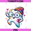 Cute Kawaii Dentist Tooth PNG, With Glasses Beanie PNG