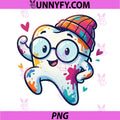 Cute Kawaii Dentist Tooth PNG, Glasses Beanie PNG