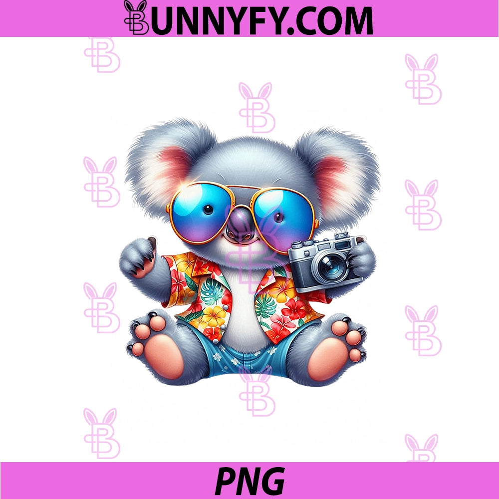 Cute Koala Tourist Photographer PNG, Summer Vacation PNG