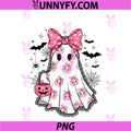 Cute Lace Ghost PNG, Halloween Coquette Pink Bow PNG