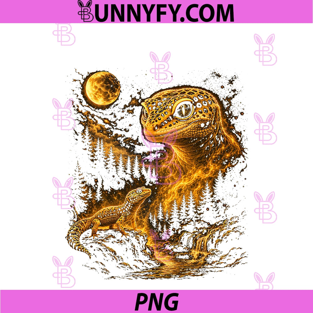 Cute Leopard Gecko Graphic PNG, Vintage Lizard Reptile PNG