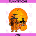 Cute Long Haired Dachshund PNG, Halloween Witch Dog PNG