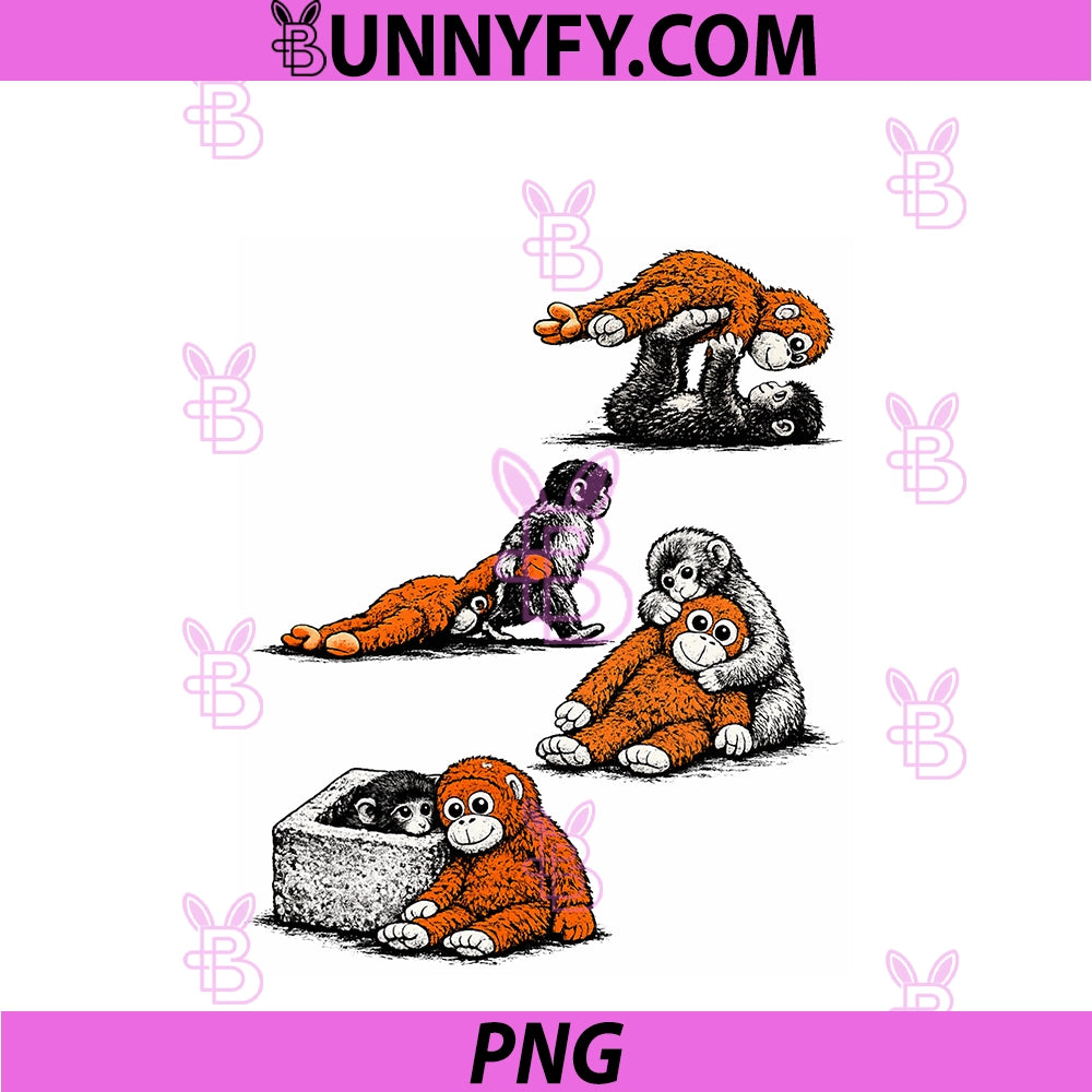Cute Monkey Punch Baby PNG, Graphic Little Punch Monkey Lovers PNG