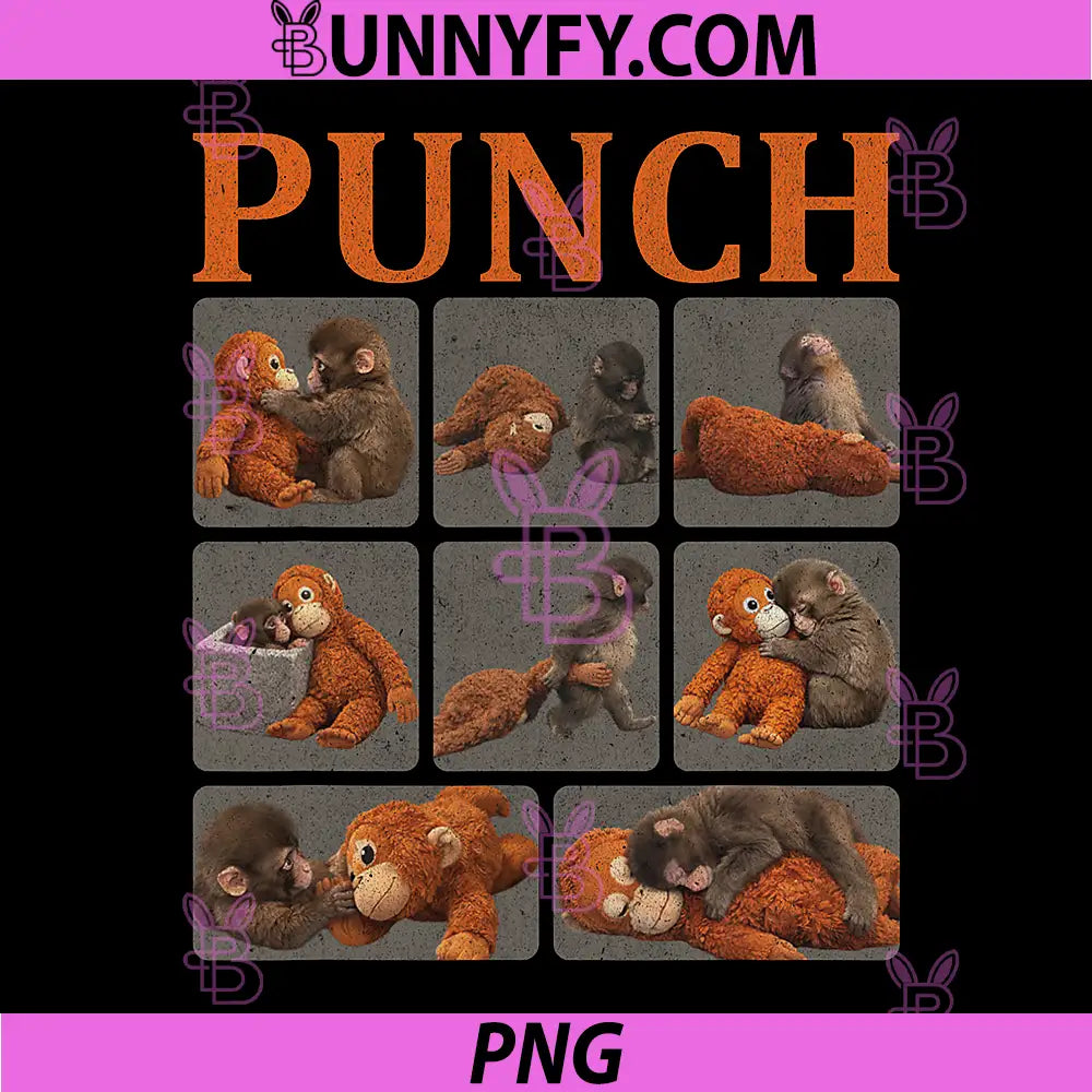 Cute Monkey Punch Teddy Cartoon PNG, Funny Baby Monkey Plush Toy Design PNG