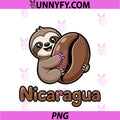 Cute Nicaragua PNG, Sloth Hugging Coffee Bean PNG
