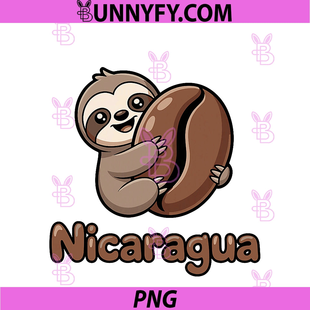 Cute Nicaragua PNG, Sloth Hugging Coffee Bean PNG