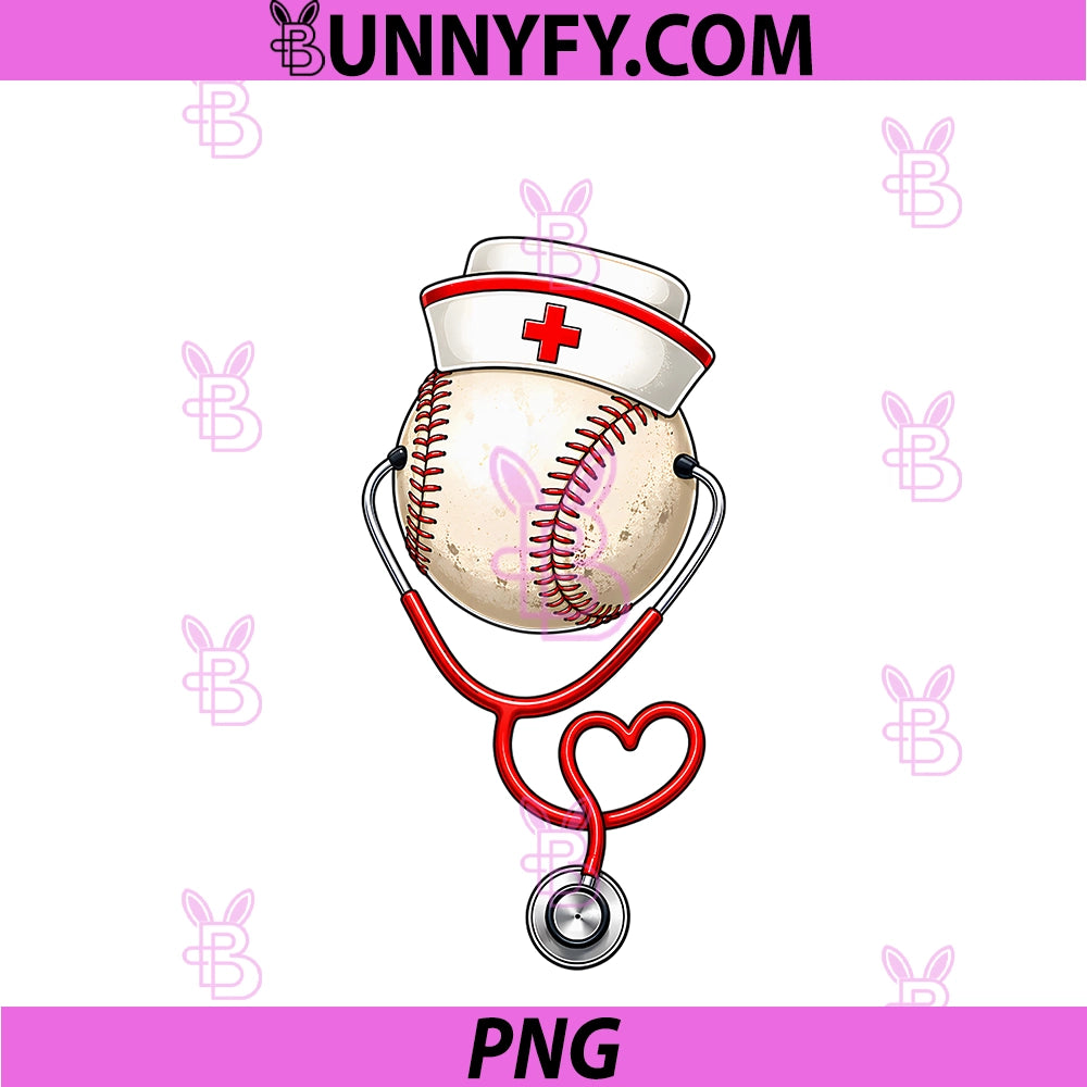 Cute Nurse Heart Stethoscope PNG, Baseball Sporty PNG