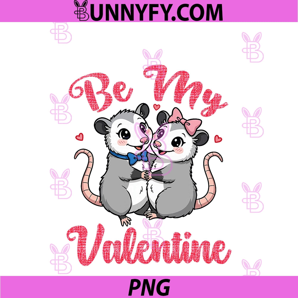 Cute Opossum Couple Hugging PNG, Be My Valentine Hearts Love PNG