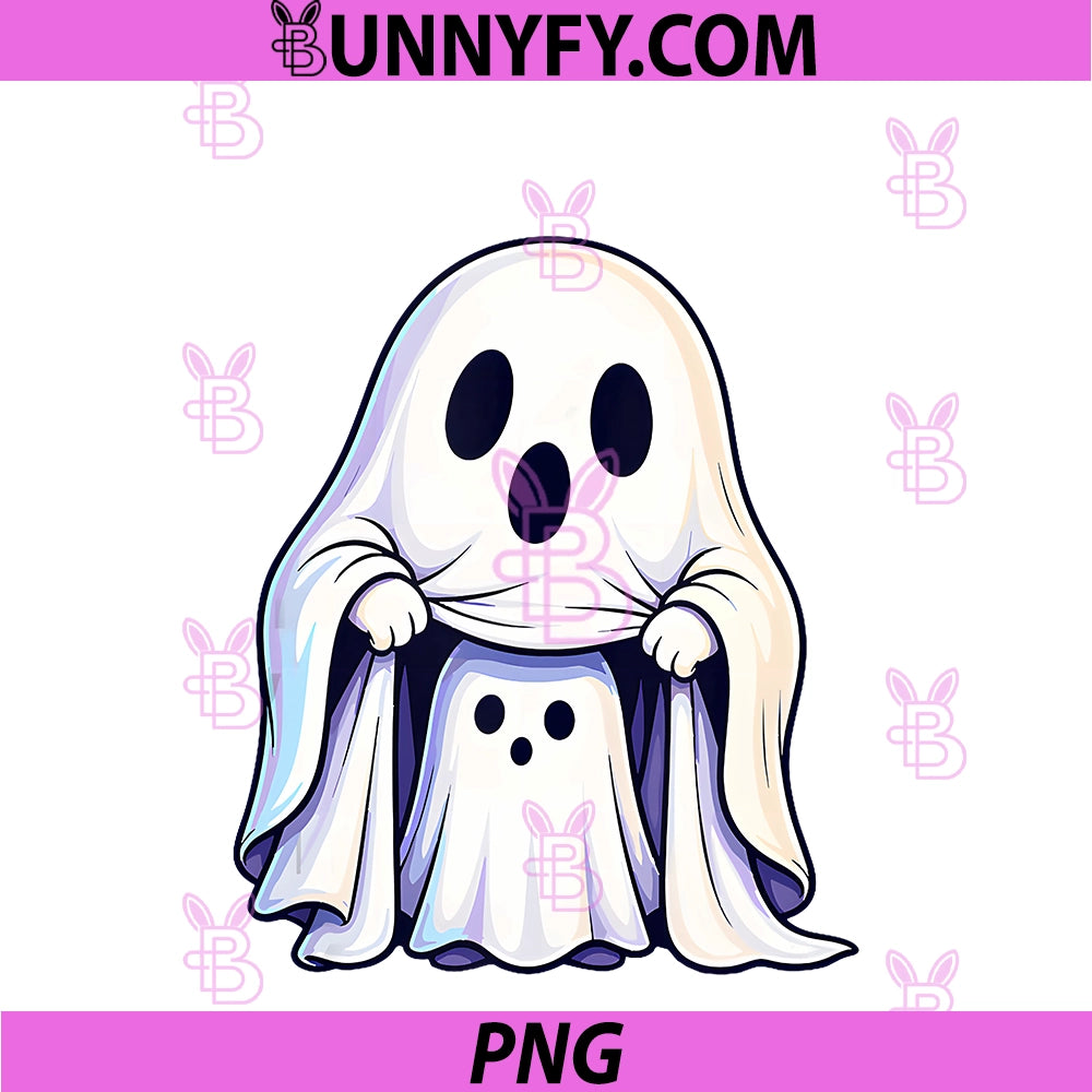 Cute Parent And Baby Ghost Spooky PNG, Halloween PNG