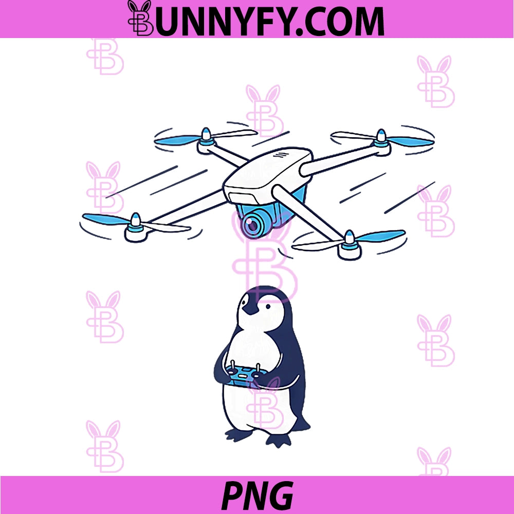 Cute Penguin Flying PNG, Drone Controls Toy Cartoon PNG