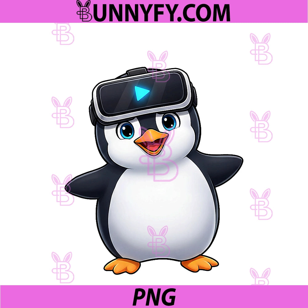 Cute Penguin PNG, Virtual Reality Gamer VR Fun PNG