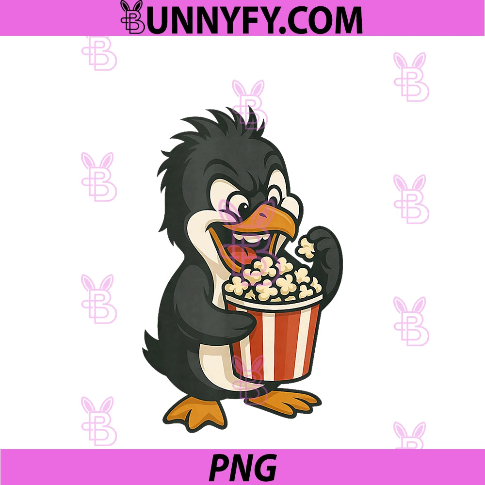 Cute Penguin Popcorn PNG, Movie Cartoon Fun PNG