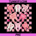 Cute Pink Checkered Dental Tooth Dentist PNG, Valentine's Day PNG