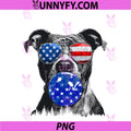 Cute Pitbull Wearing USA Flag PNG, Sunglasses 4th Of July Day PNG