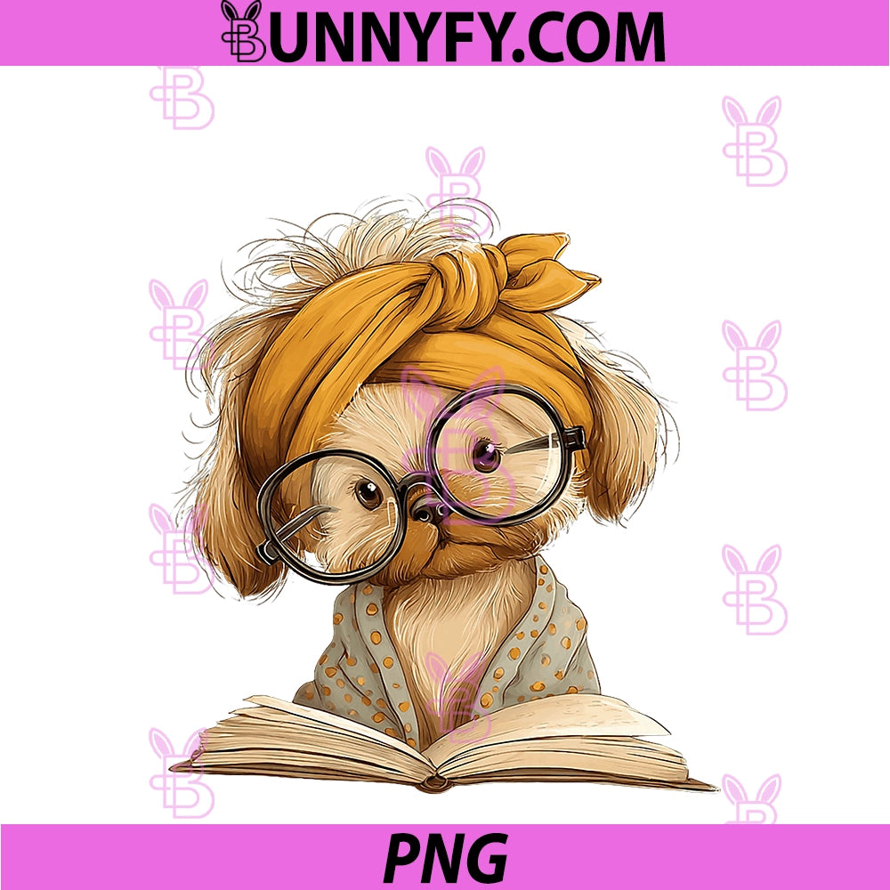 Cute Puppy Reading Dog Book Lover PNG, Animal Graphic Small Open PNG