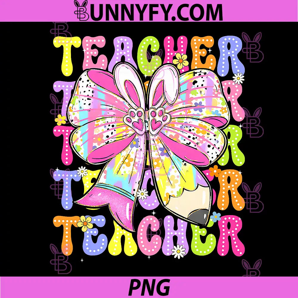 Cute Rabbit Coquette Pencil PNG, Easter Teacher PNG