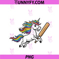 Cute Rainbow Unicorn PNG, Playing Cricket Fantasy PNG