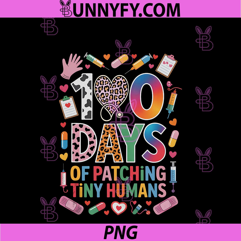 Cute School Nurse 100 Days PNG, PATCHING Tiny Humans Ice Pack PNG