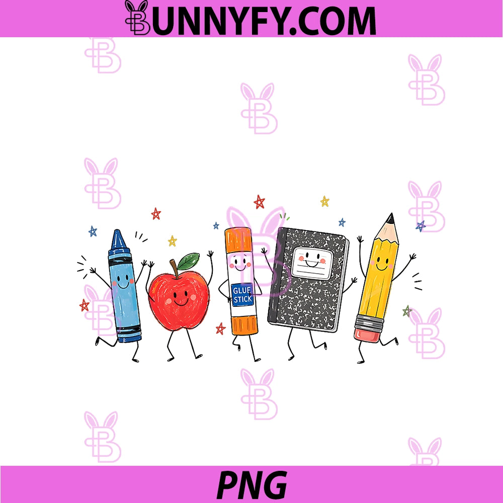 Cute School Supplies Back To School PNG, Teacher Kids First Day PNG