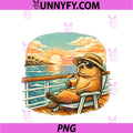 Cute Sea Capybara Cruise Sunset PNG, Tropical Vacation Design PNG