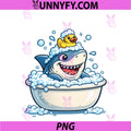 Cute Shark Bath Time Cartoon PNG, Animal Kawaii Funny PNG