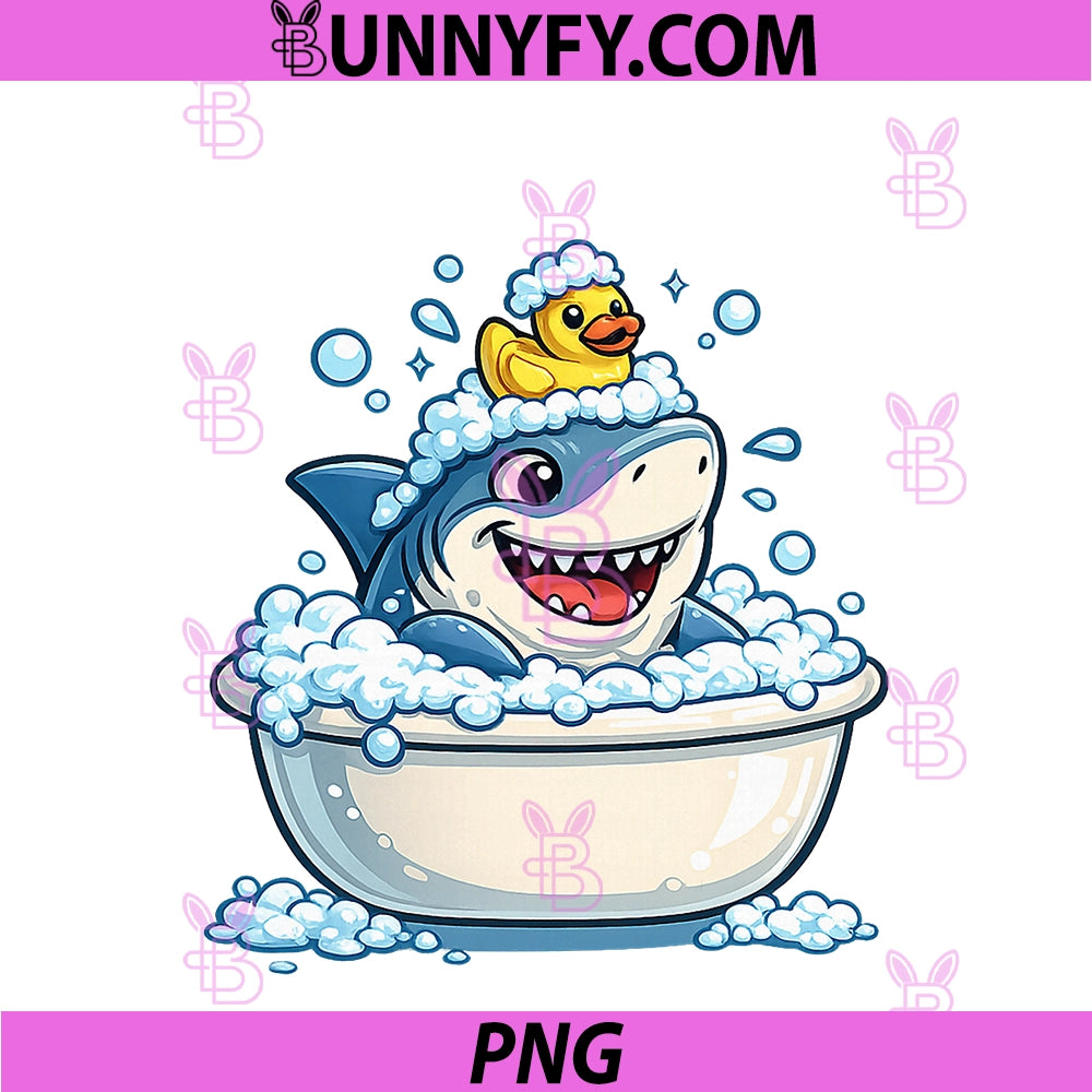 Cute Shark Bath Time Cartoon PNG, Animal Kawaii Funny PNG