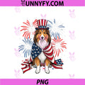 Cute Shetland Sheepdog Dog USA Flag PNG, Patriotic 4th Of July PNG