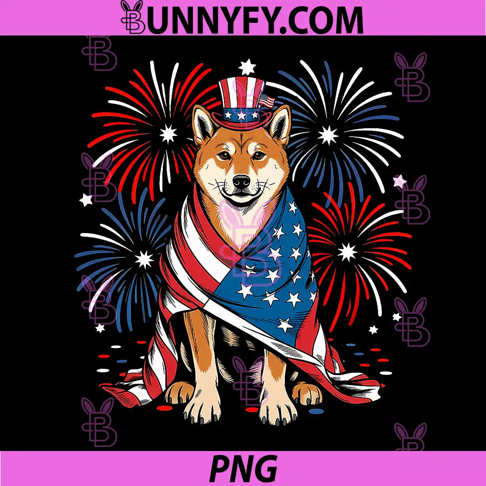 Cute Shiba Inu Dog USA PNG, American Flag Patriotic 4th of July PNG