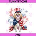 Cute Shih Tzu Dog USA American Flag PNG, Patriotic 4th Of July PNG