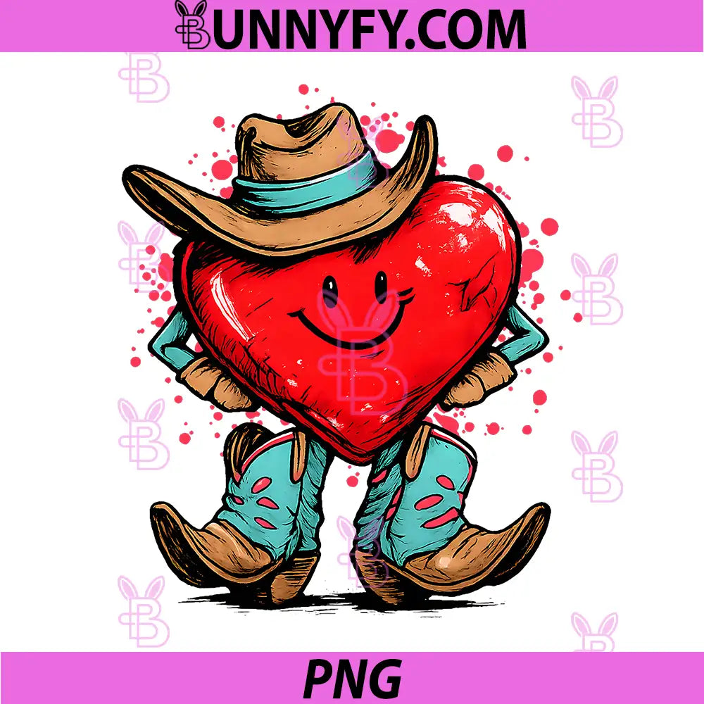 Cute Smiling Heart Cowboy PNG, Valentine Western Country Style PNG
