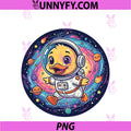 Cute Space Duck PNG, Astronaut Floating Colorful Galaxy PNG