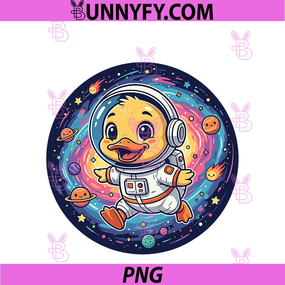 Cute Space Duck PNG, Astronaut Floating Colorful Galaxy PNG