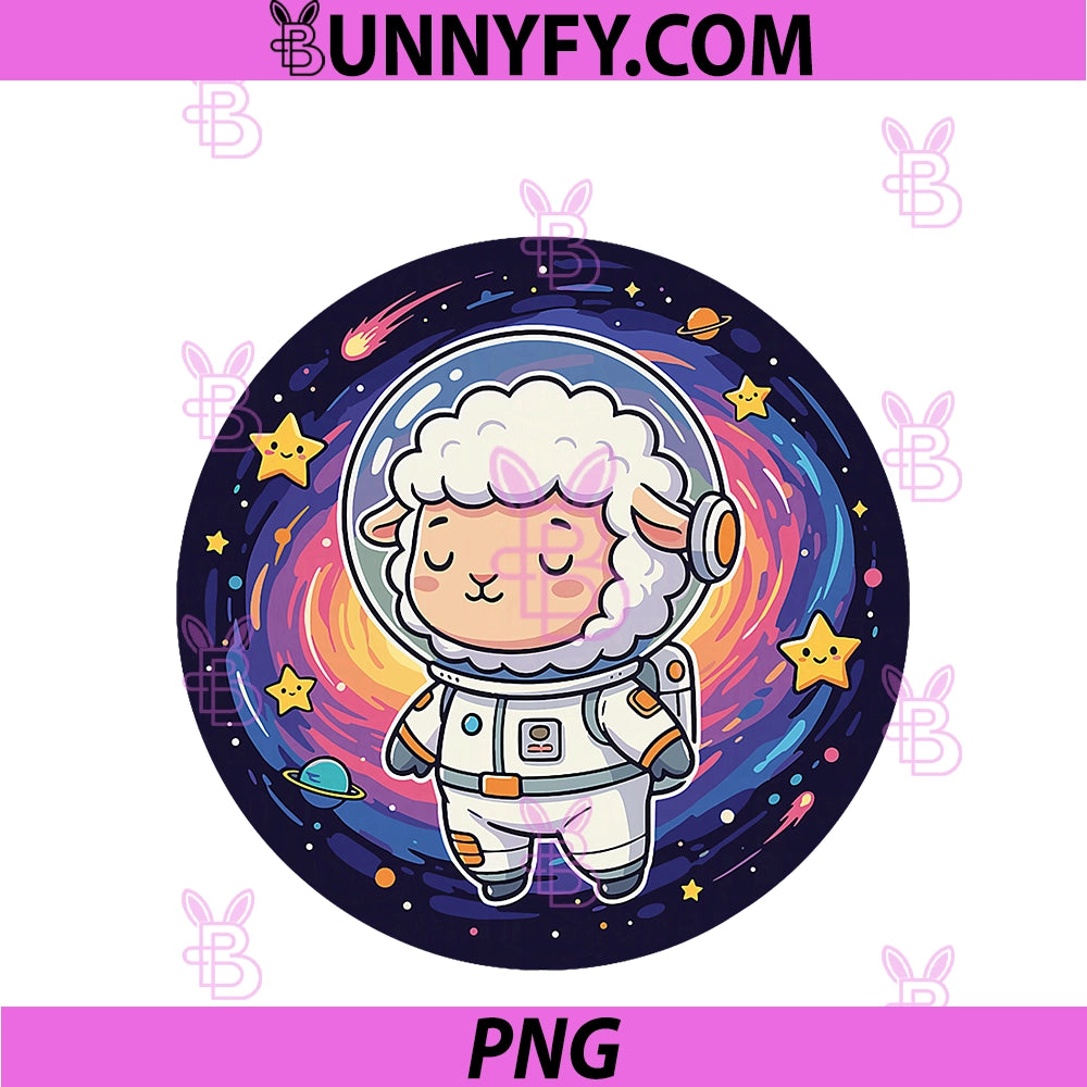 Cute Space Lamb Astronaut In Colorful PNG, Galaxy Universe PNG