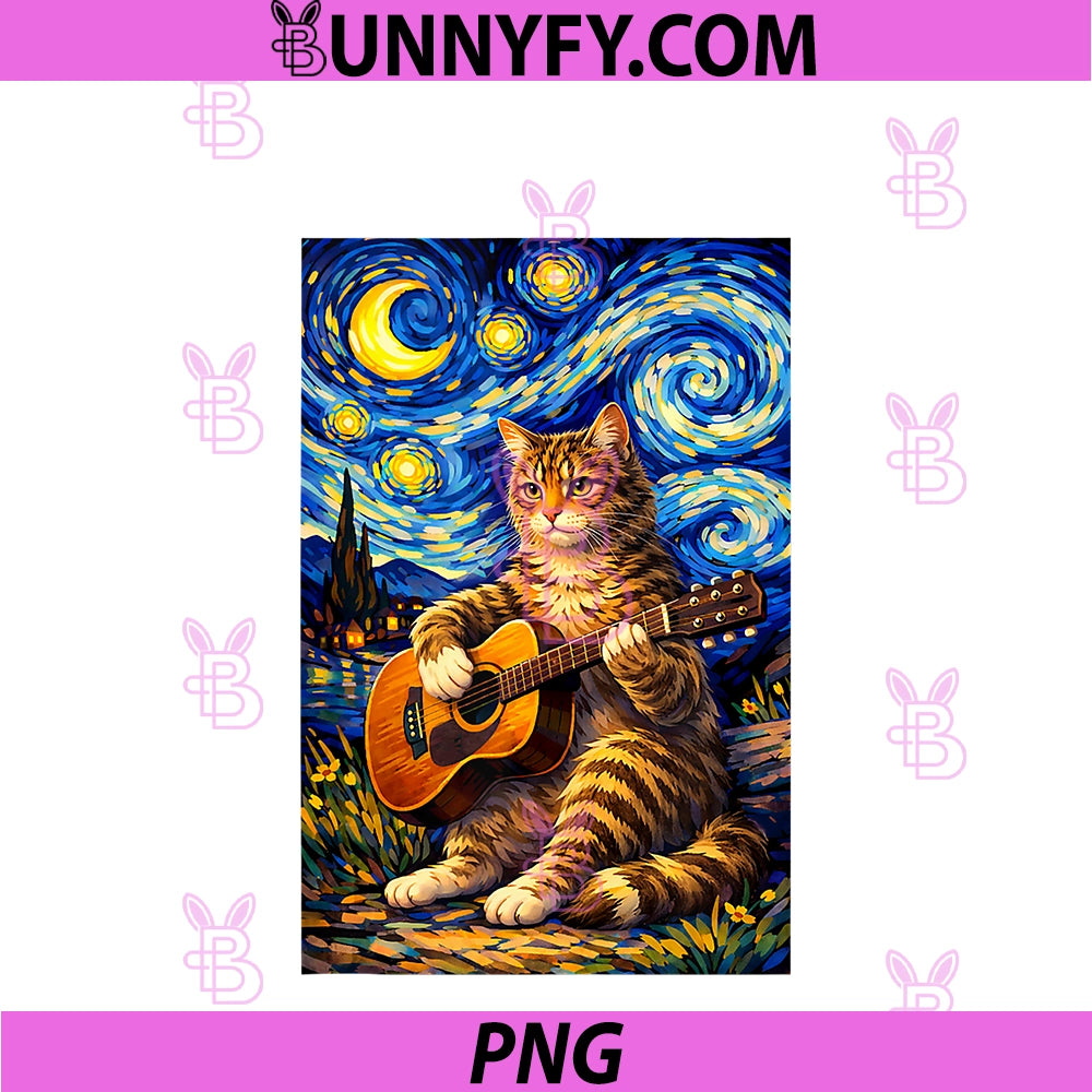 Cute Tabby Cat Playing Guitar PNG, Whimsical Art Music Camping PNG