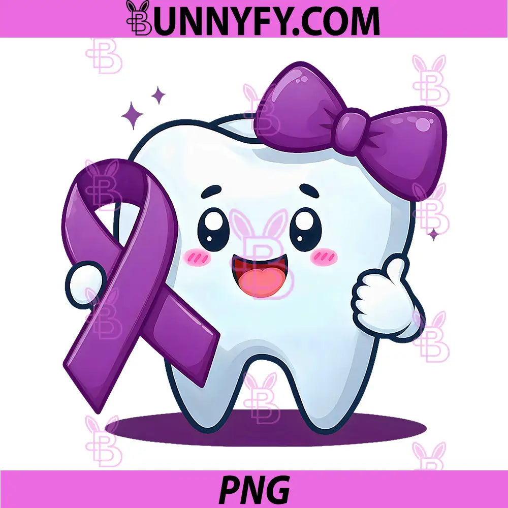 Cute Tooth Dentist Lupus PNG, Awareness Purple Ribbon PNG