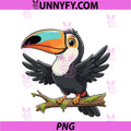Cute Toucan On Branch PNG, Tropical Rainforest Bird PNG
