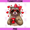 Raccoon Lover Drinking PNG, Coffee Valentines PNG
